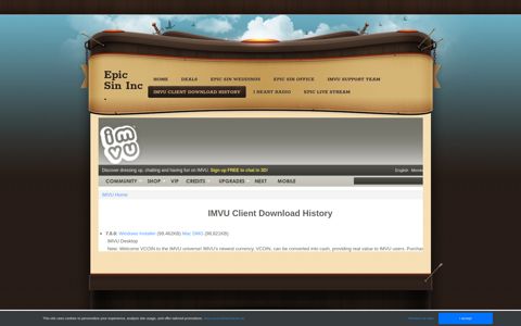 IMVU Client Download History - Epic Sin Inc .