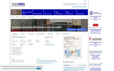 Lancaster University Management School (LUMS) | FIND MBA