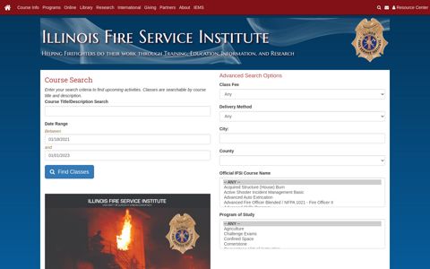 Course Search : Illinois Fire Service Institute