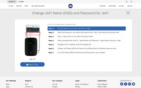Change JioFi Name (SSID) and Password for JioFi