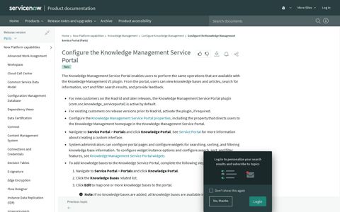 Configure the Knowledge Management Service Portal ...