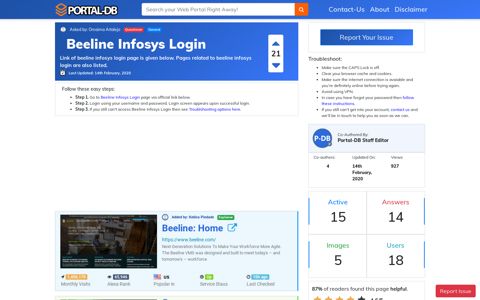 Beeline Infosys Login - Portal-DB.live