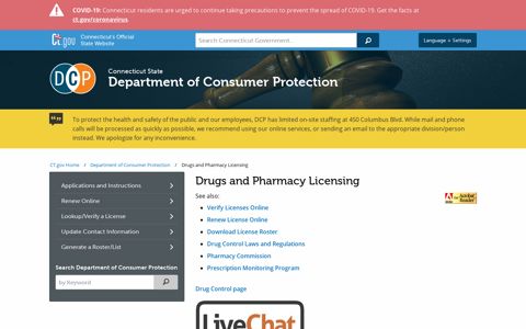 Drugs and Pharmacy Licensing - CT.gov