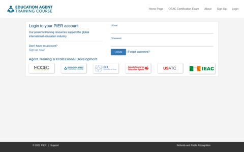Login to your PIER account - Education Agent Training Course