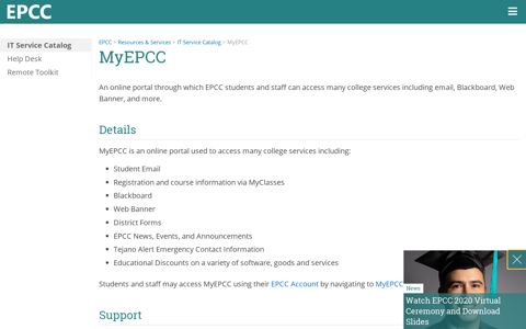 IT Service Catalog - MyEPCC - EPCC