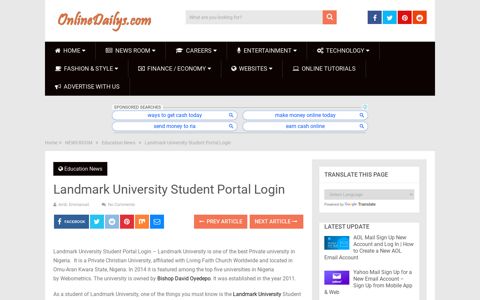Landmark University Student Portal Login - ONLINE DAILYS