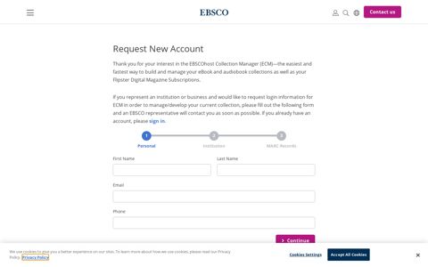 Request New Account ECM | EBSCO