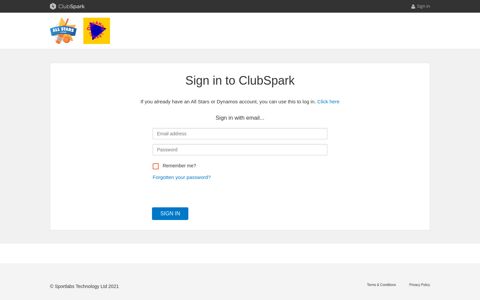 ClubSpark / Account / Sign in