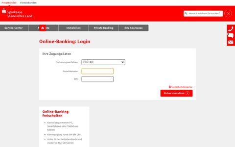 Online-Banking: Login - Sparkasse Stade-Altes Land