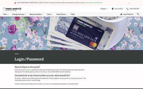 Login/Password | Travel Money Oz