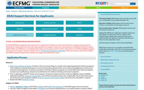 ERAS Support - Applicants: Application Process - ECFMG