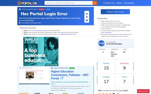 Hec Portal Login Error - Portal-DB.live