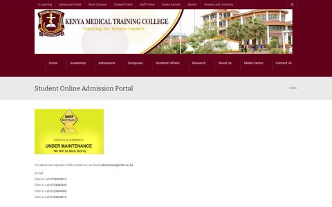 Student Online Admission Portal | Kenya Medical Training ...