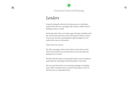 Lenders — Greentree Financial Planning