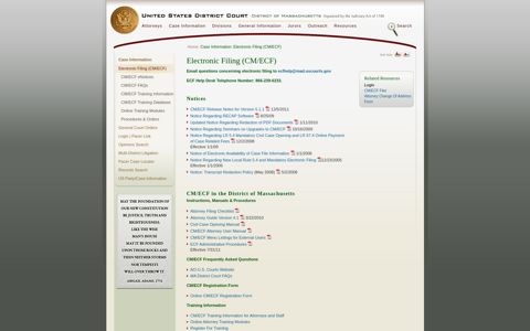 Electronic Filing (CM/ECF) - District of Massachusetts