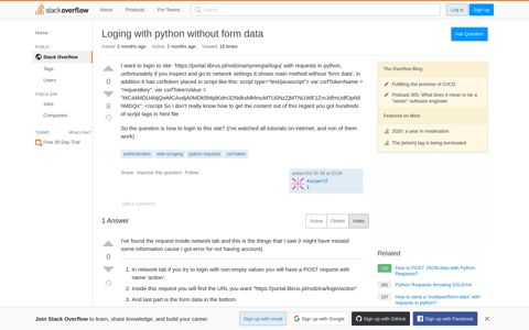 Loging with python without form data - Stack Overflow