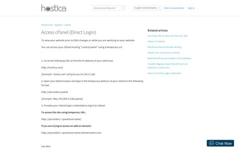 Access cPanel (Direct Login) - Hostica