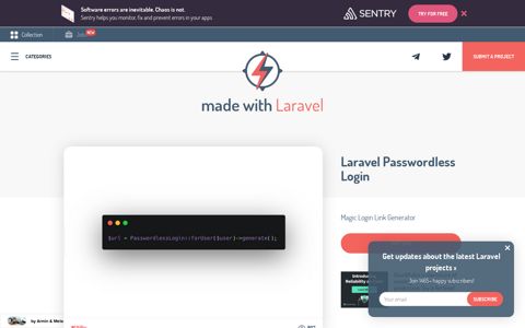 Laravel Passwordless Login - Made with Laravel