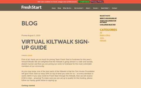 Virtual Kiltwalk Sign-up Guide - Fresh Start