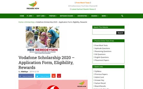 Vodafone Scholarship 2020 - Application Form, Eligibility ...