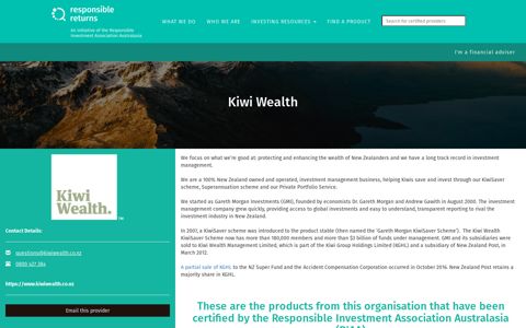 Kiwi Wealth - Profile — Responsible Returns Investment Tool