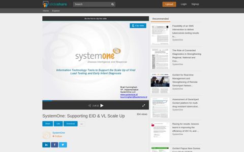 SystemOne: Supporting EID & VL Scale Up - SlideShare