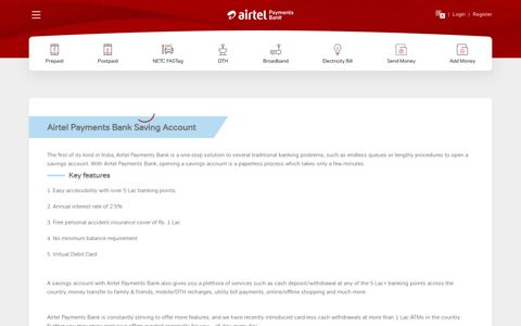 Airtel Payments Bank Saving Account