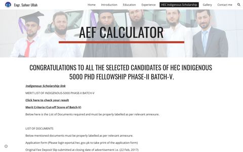 Engr. Safeer Ullah - HEC Indigenous Scholarship - Google Sites