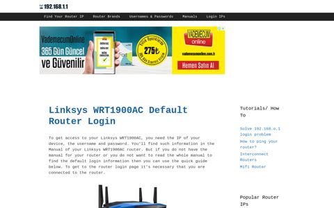 Linksys WRT1900AC - Default login IP, default username ...
