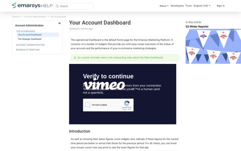 Your Account Dashboard – Emarsys