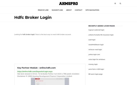 Hdfc Broker Login - AhmsPro.com