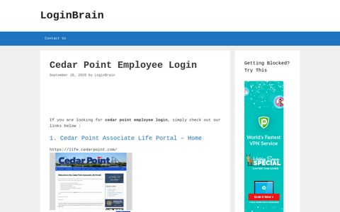 Cedar Point Employee - Cedar Point Associate Life Portal ...