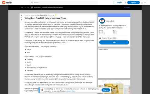 VirtualBox, FreeNAS Network Access Woes : sysadmin - Reddit