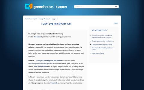 I can't log into my account – GameHouse Support
