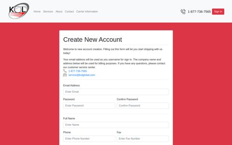 Create Account - KOL Global