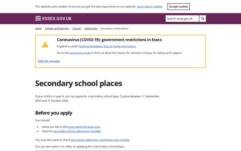 Secondary school places - Essex County Council