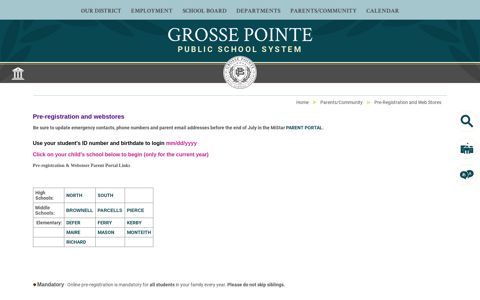 Pre-Registration and Web Stores - Grosse Pointe Public Schools