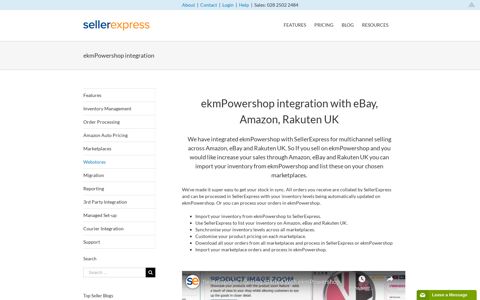 ekmPowershop integration with eBay, Amazon, Rakuten UK