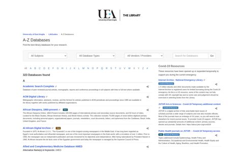 AZ Databases - UEA Subject Guides - LibGuides