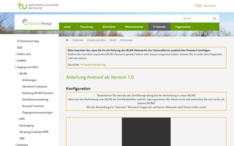 Android ab Version 7 - ServicePortal - TU Dortmund