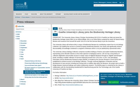 Goethe-Universität — Goethe University's Library joins the ...