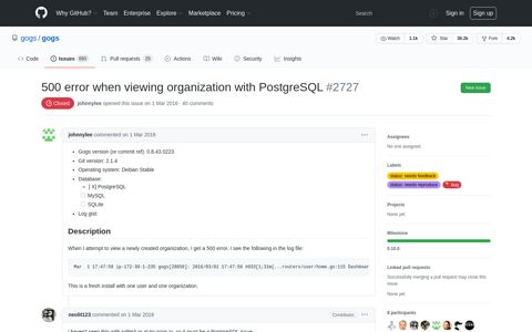 500 error when viewing organization with PostgreSQL · Issue ...