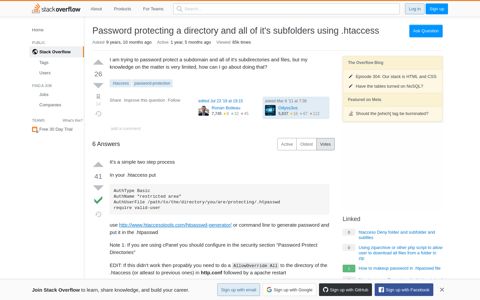 Password protecting a directory and all of it's subfolders using ...