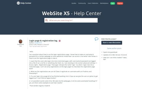 Login page & registration log. - WebSite X5 Help Center
