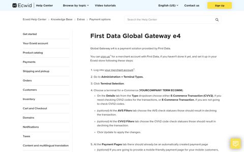 First Data Global Gateway e4 – Ecwid Help Center