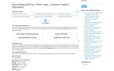 Knox Energy Bill Pay, Online Login, Customer Support ...