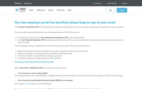 Employer Portal - EISS Super