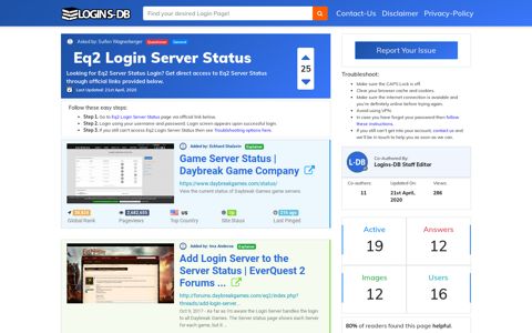 Eq2 Login Server Status - Logins-DB