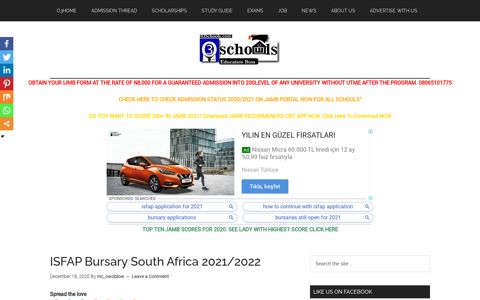 ISFAP Bursary SA 2020/2021 PDF Online Application Form ...