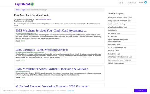 Ems Merchant Services Login - LoginDetail